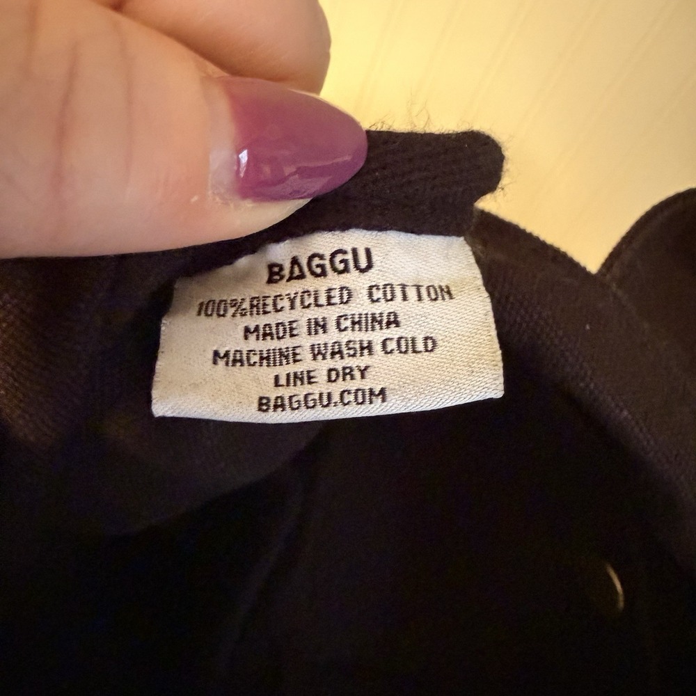 Baggu X Outdoor Voices Duck Bag Shopper Canvas Tote Purse Washable Black - Picture 7 of 14